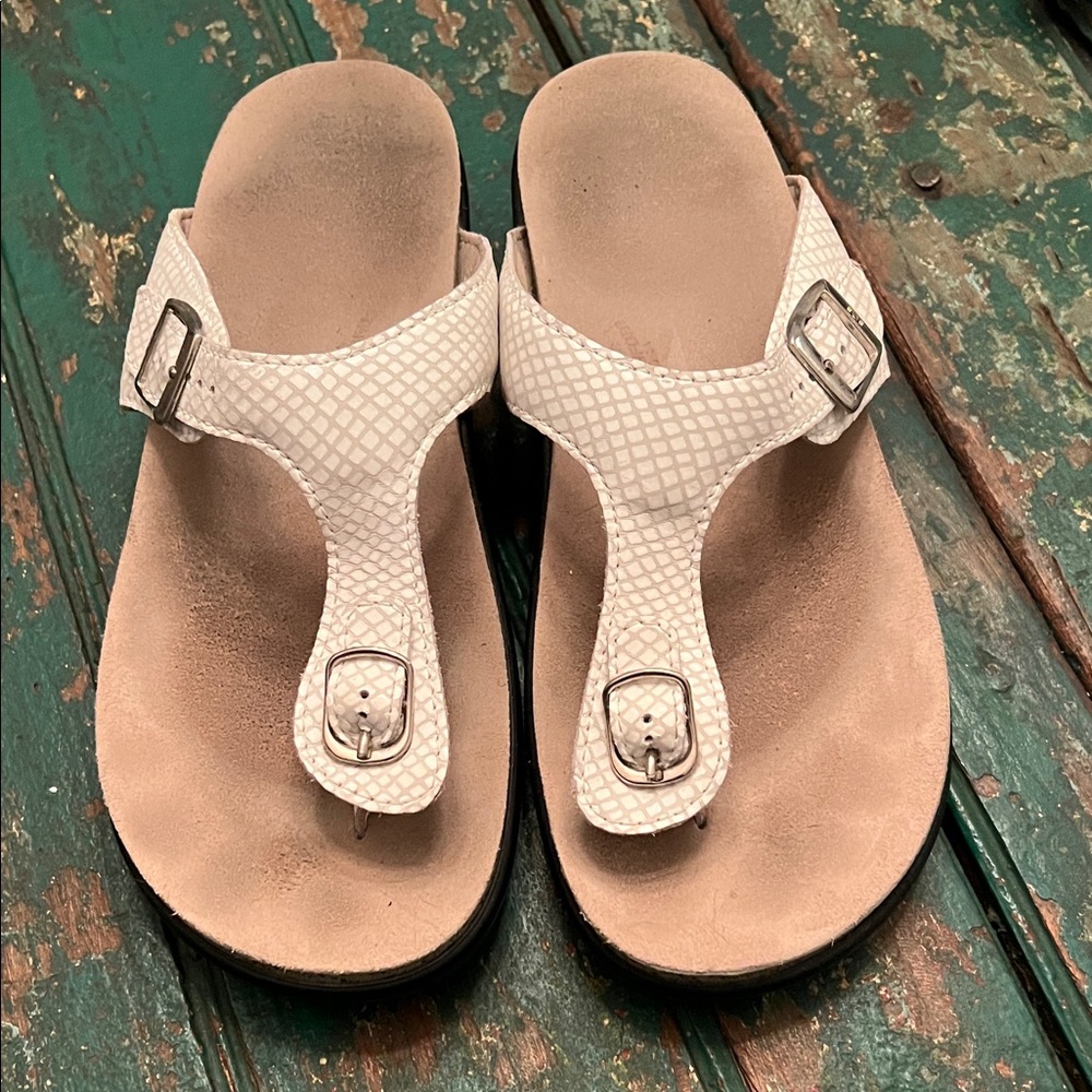 SAS White Textured Sandals for Women
